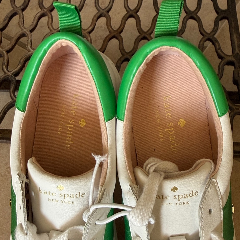 Kate Spade New York Adorn White and Green Casual Sneakers New Size 9.5 - Picture 4 of 5